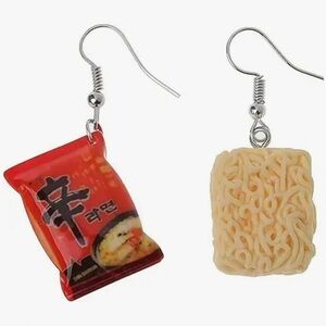 Novelty Shin Ramyun Red & Beige Ramen Dangle Earrings